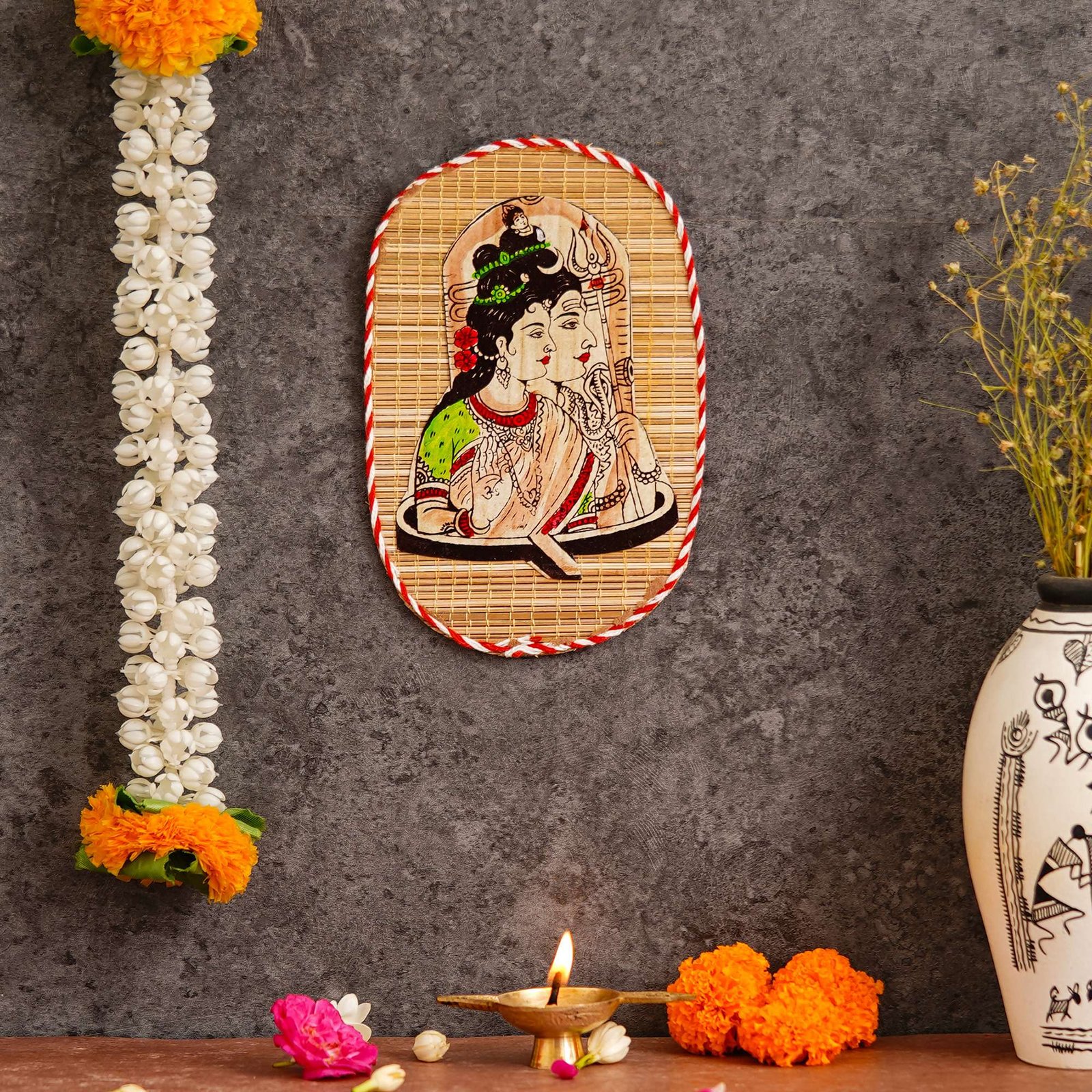 Original bamboo Shiv Shakti wall hanging