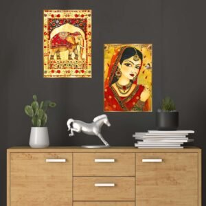 Set of Two Wall Paintings for Wall Dacoration Golden Framed Wall Paintings for Living Room & Bedroom Wall Art for Home Decoration & Office Wall Dรฉcor (14x11 inch CH-GD2-11)