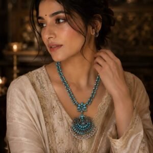 Silver Peacock Necklace – Traditional Wedding & Festive Jewellery
