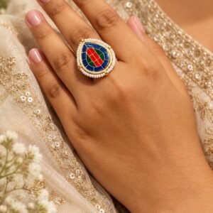 Adjustable Meenakari Drop Ring for women