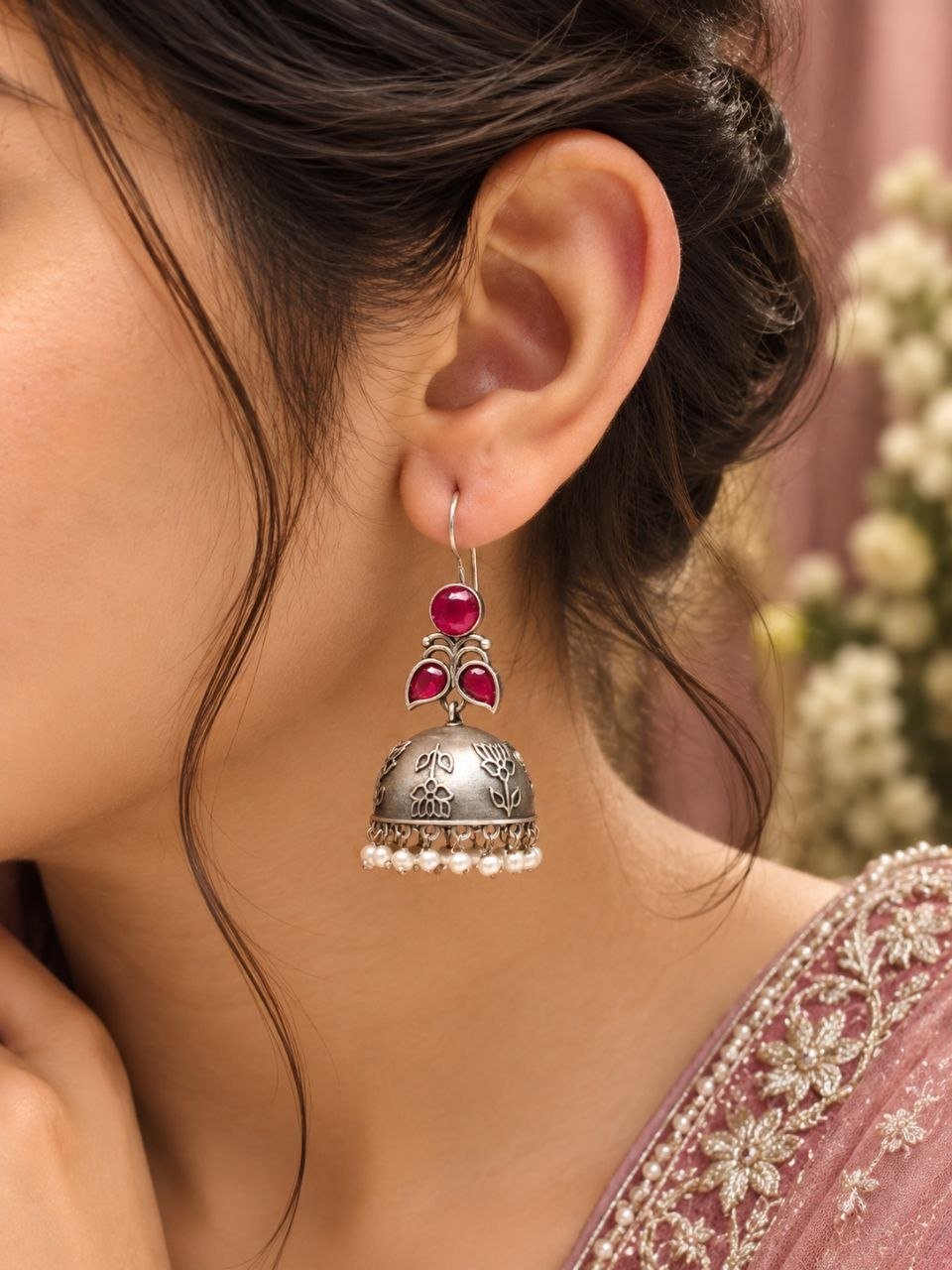 Floral Art Jhumka Earrings traditional jewellery 1