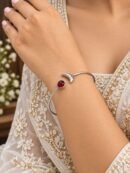 Handmade Half Moon Bracelet pink colour, crescent traditional jewellery