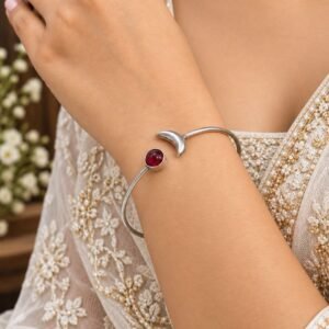 Handmade Half Moon Bracelet pink colour, crescent traditional jewellery