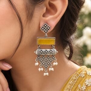 Oxidised floral dangler earrings for women
