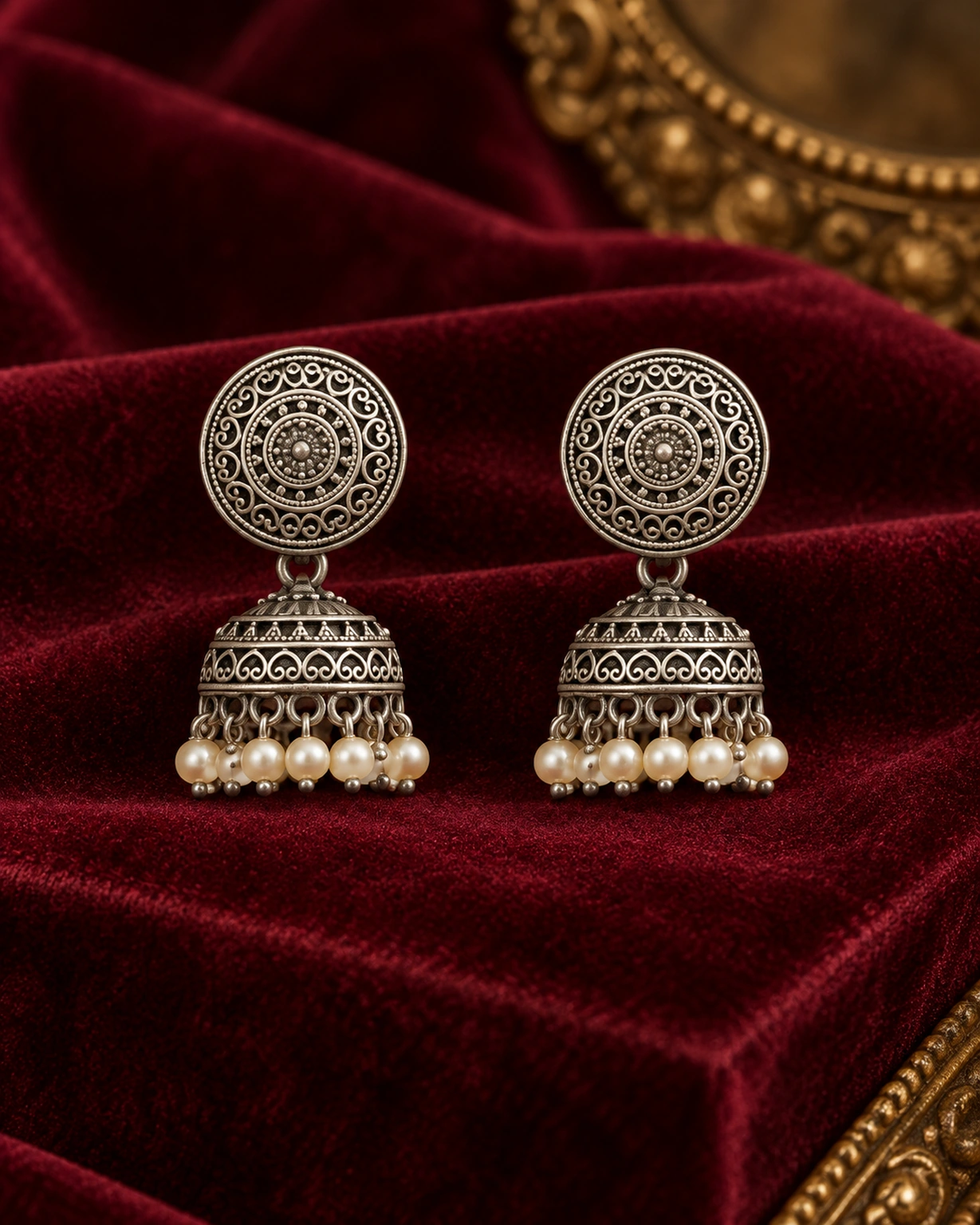 Original oxidised jhumka earrings product image
